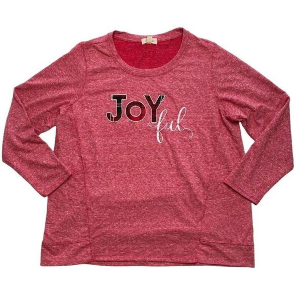 Style & Co Plus Size Shirt Top Women's 3X Red JOYFUL Positive Graphic NEW